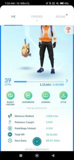 Old Pokemon GO account Level 39