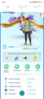 Pokemon Go Level 55 Account | 161 Legendary/Mythical, 92 Shinies