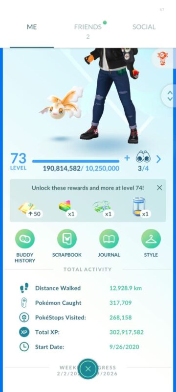 high level Pokemon GO account level 73