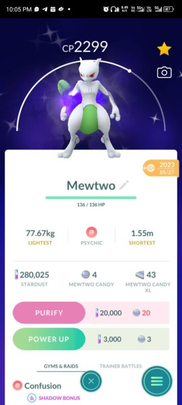 Level 45 Pokemon GO account with Shiny Mewtwo