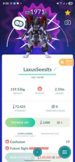 Level 32 Pokemon GO account with armored mewtwo