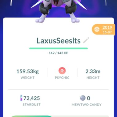 Level 32 Pokemon GO account with armored mewtwo