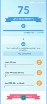 Level 74 Pokemon GO account stacked