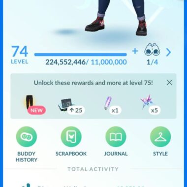 Level 74 Pokemon GO account stacked