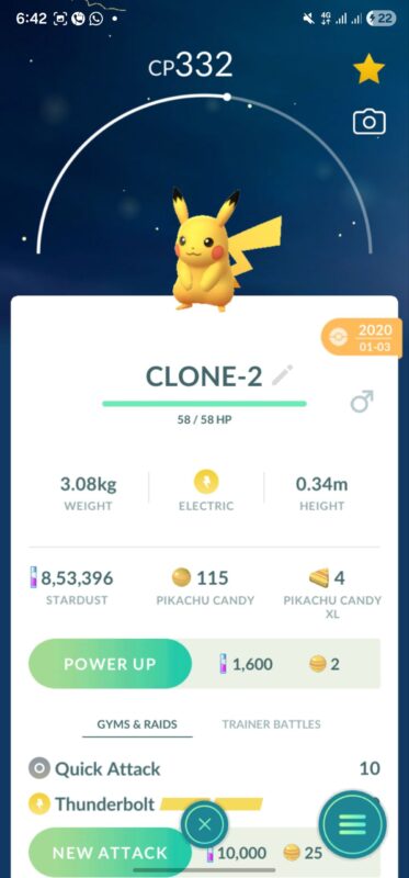 Pokemon Go account clone Pikachu