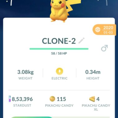 Pokemon Go account clone Pikachu