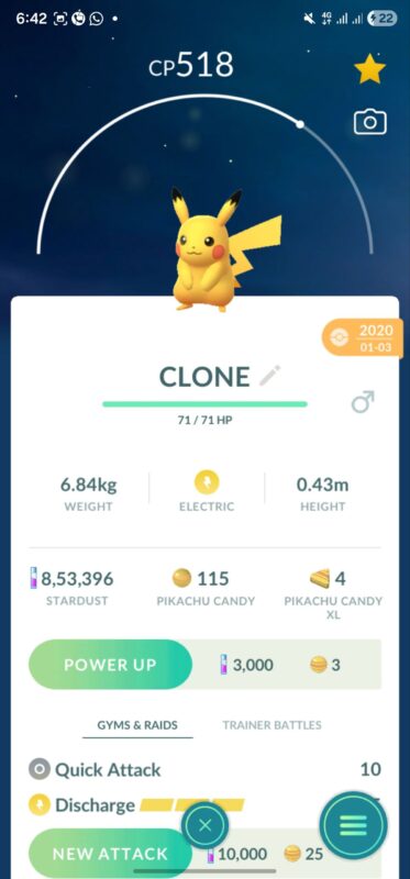 Pokemon Go account clone Pikachu
