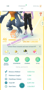 Level 46 Pokemon Go Account Profile Stats 513a