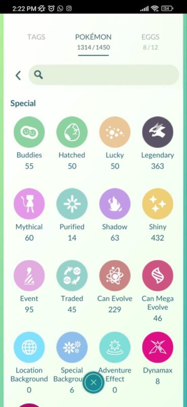 Pokemon GO Storage Stats 432 Shinies 363 Legendaries id 514a