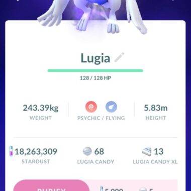 Apex Shadow Lugia with Aeroblast+ in Master Ball Pokémon GO