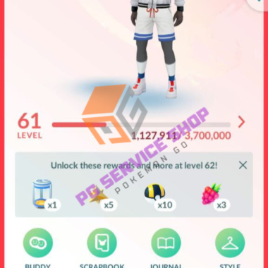 Level 61 Pokémon Go trainer profile with 38M XP