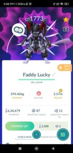 Armored Mewtwo CP 1773 stats in Pokémon GO account 520a