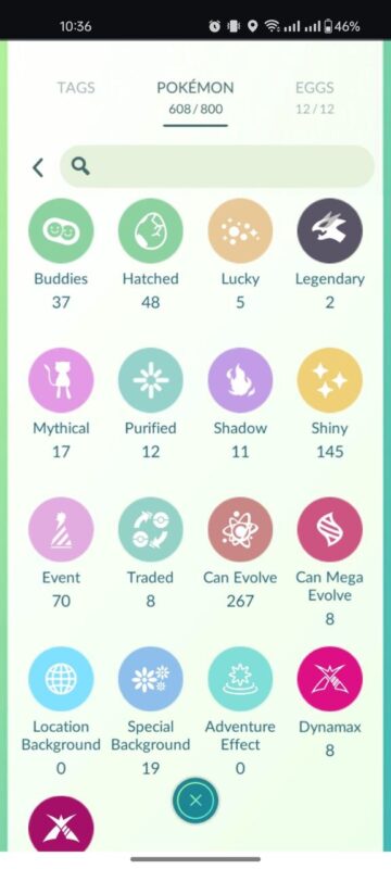 Collection Overview 145 Shinies and 17 Mythicals