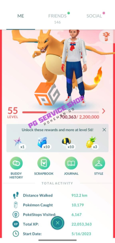 Level 55 Trainer Profile 22 Million XP Stats