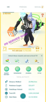 Elite Level 71 Pokemon GO Account | 1 Billion XP | 2000+ Premium Passes