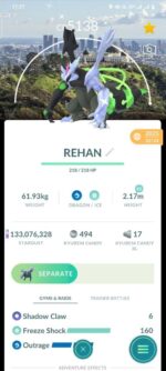 Max CP Shiny Fusion form with 5138 CP and 133M Stardust