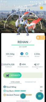 Rare Shiny Fusion form with 5127 CP and 133M Stardust