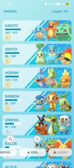 Pokemon GO Account Pokedex Showing Caught Pokemon Progress