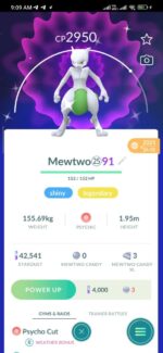 Rare Shiny Mewtwo CP 2950 Legendary Pokemon Go Account