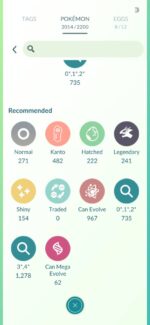 Pokémon GO Storage Overview 2014 Pokémon Count