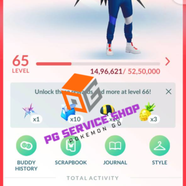 Level 65 Pokémon GO Trainer Profile with High XP