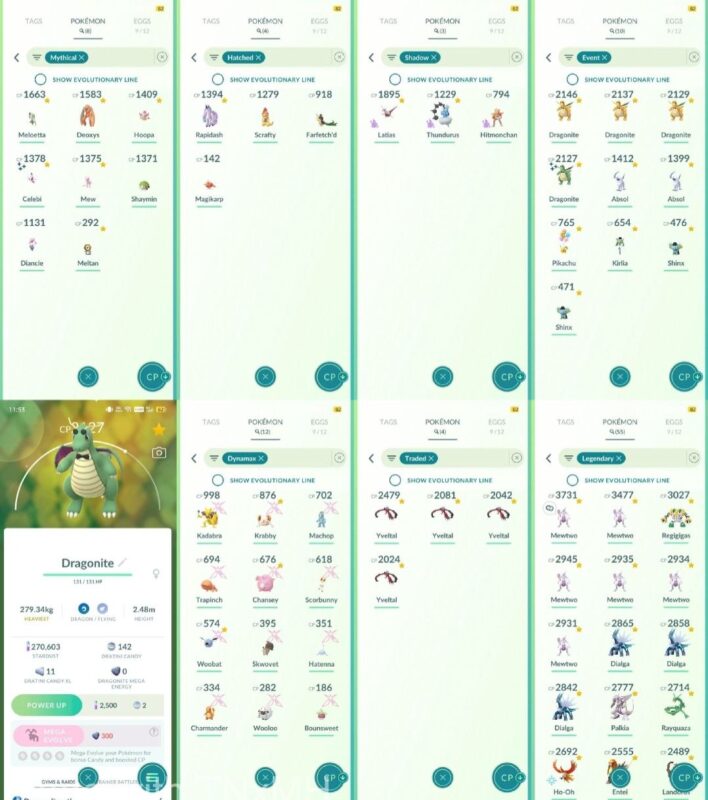 Level 46 POGO account legendary and mythical inventory 532a