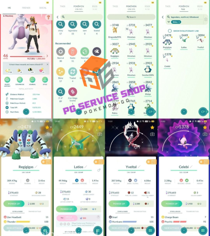 Pokémon GO trainer profile level 46 with shiny yveltal and celebi