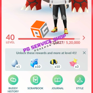 Level 40 trainer profile with Groudon buddy and total XP