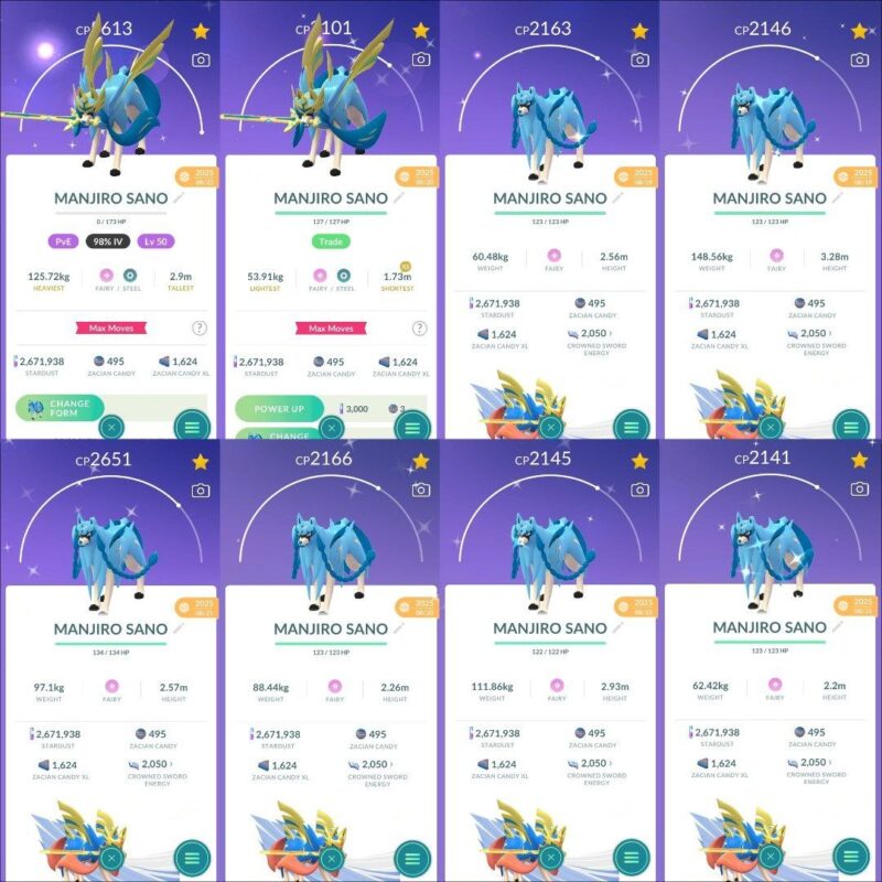 Level 50 100% IV Zacian Shiny Legendary Pokemon GO