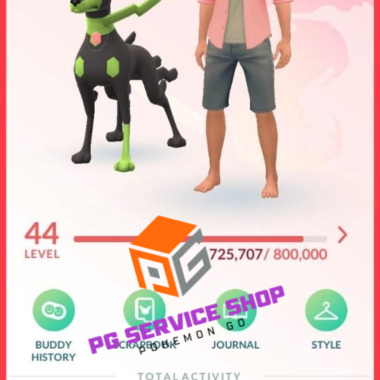 Level 44 Pokémon GO Trainer profile created in 2016 with over 7.1 million total XP and a Zygarde buddy.