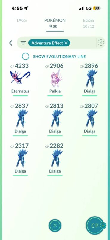adventure effect pokemons account id 545a