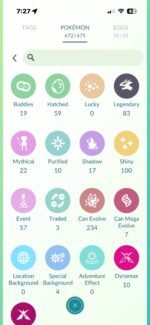 Pokemon GO Account Search Filter Catalog Counts ID 549a