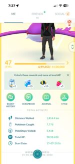 Level 47 Pokemon GO Trainer Profile Stats Account 549a