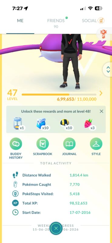 Level 47 Pokemon GO Trainer Profile Stats Account 549a