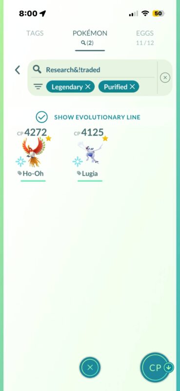 Premium Pokémon GO account unique ID 551a featuring maxed Apex Purified Ho-Oh and Apex Purified Lugia with high CP values.