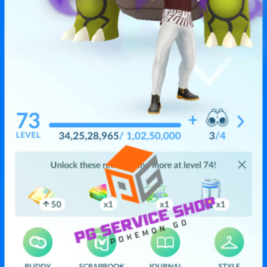 Trainer profile dashboard for account 551a showing level 73 status, total XP, and distance walked metrics.