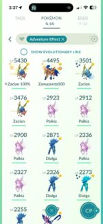 High CP Adventure Effect Legendaries Zacian Palkia Dialga 552a