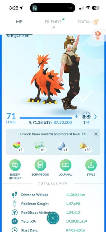High Level Trainer Profile 190M XP Galarian Zapdos 552a