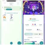 Level 71 account featuring high CP Lunala and rare Galarian Legendaries