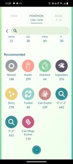 Summary catalog interface of high-level mobile gaming account showing total storage matrix and collection filters.