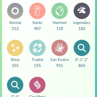 Pokemon Go account storage breakdown illustrating 355 Shinies, 182 Legendaries, and 26 Mega Evolvable options available on pgserviceshop.com.