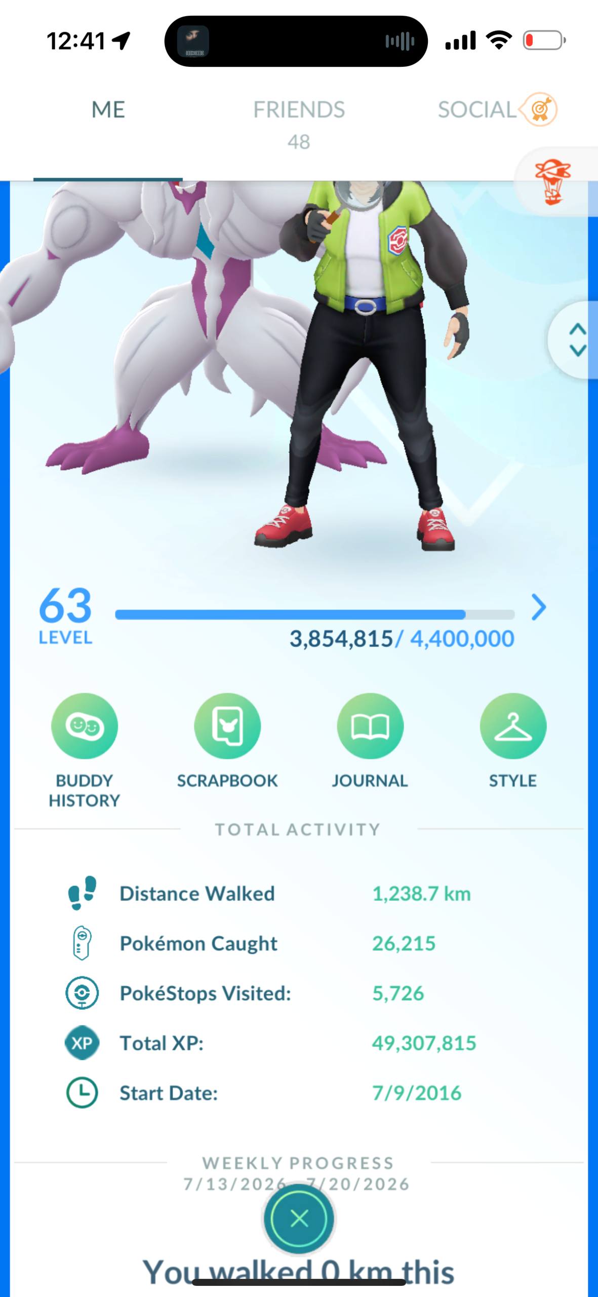 563a-profile-1 Level 43 Pokemon GO account trainer profile overview with 49 million XP on pgserviceshop.com