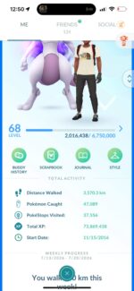High level level 68 premium Pokémon GO account trainer profile details on pgserviceshop.com.