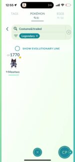 Rare CP 1770 Armored Mewtwo costume legendary Pokemon on a high level account.