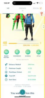 Level 48 Pokémon GO Trainer profile with 10.5M XP on pgserviceshop.com