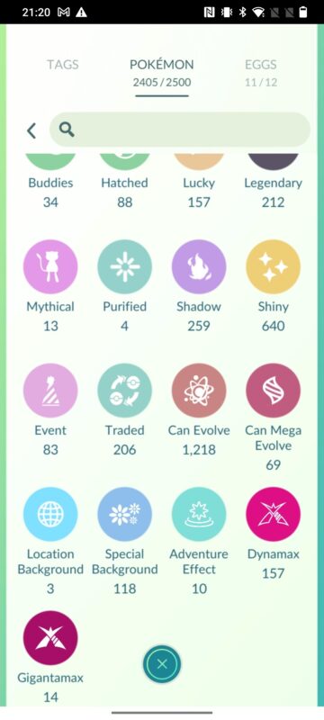 Account catalog summary displaying 640 Shinies, 212 Legendaries, and 157 Dynamax on pgserviceshop.com