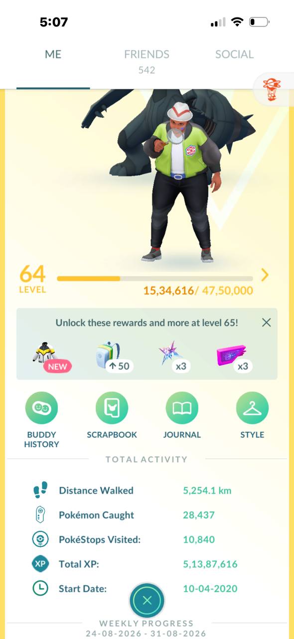 571a-profile-1 Level 64 Pokémon Go account profile statistics and avatar display for ID 571a on PGServiceShop