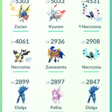 Adventure effect legendary Pokémon collection on level 64 account 571a